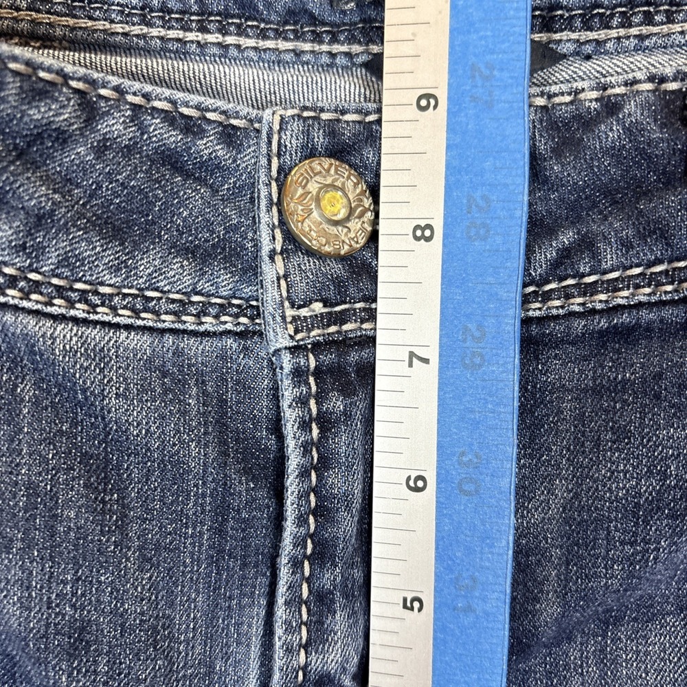 Silver Jeans Co Suki Flap 17" Denim Blue Jeans 34/33 Embroidered Sequins - Picture 7 of 12